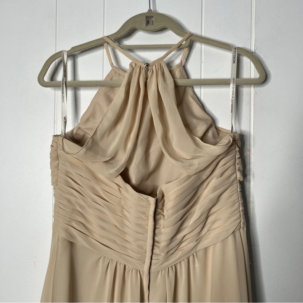 Mori Lee Madeline Gardner Sleeveless Cream Dress Pleated Floor Length Size 14 - Picture 4 of 11